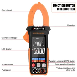 Victor RuoShui 616A/616B Auto Range Digital Clamp Meter, 5999 Counts, 600A AC DC Current, <b>Large</b> Reverse Display Screen - Product Image 3