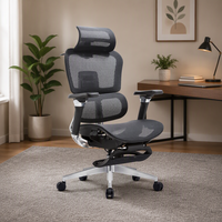 Chaise de bureau exécutive contemporaine en maille avec accoudoirs 6D en PU, profondeur d'assise réglable, support ergonomique inclinable articulé en aluminium