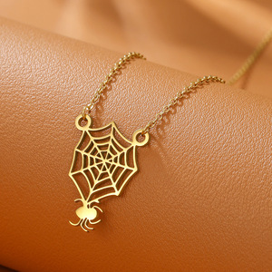 Stainless Steel Halloween Necklace Bracelet Set <b>Pumpkin</b> Skull Ghost Pendant Fashion Jewelry Gift for Women - Product Image 3
