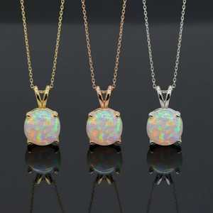 14K Gold Pink <b>Opal</b> <b>Necklace</b>, <b>Opal</b> Gold Pendant, Dainty <b>Necklace</b>, October Birthstone <b>Necklace</b>, Bridesmaid <b>Necklace</b>, Gift For Her - Product Image 2