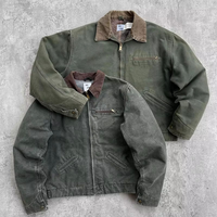 Veste de travail d'extérieur personnalisable OEM pour homme, style Detroit Varsity Vintage, coupe trucker, en toile de canard, coupe-vent, d'hiver, avec fermeture éclair et poche frontale