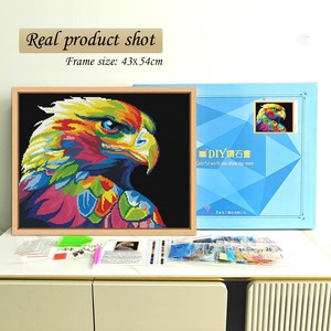 Kit de peinture diamant avec perceuse ronde, motif aigle animal moderne imprimé, avec cadre rectangulaire, décoration murale DIY - Product Image 2