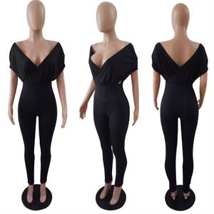 Nuova Tuta Intera con Spalle Scoperte e Maniche a Fascia, Romper Trendy con Volant a Cascata, Taglie Forti per Donna - Product Image 6