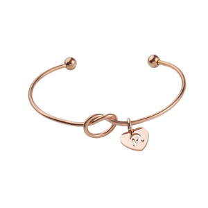 Argento oro rosa fai da te braccialetto personalizzato con lettera alfabeto nodo aperto in acciaio inox moda braccialetto stile amore annodato - Product Image 5