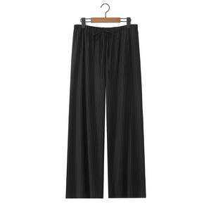 กางเกงขากว้างลายทางแนวตั้งทันสมัยขนาดพลัสไซส์ N9143 กางเกงยางยืดสำหรับผู้หญิงสำหรับการเดินทาง - Product Image 1