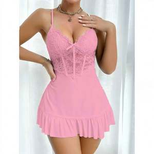 Camisón Sfy4120 para Mujer, Lencería Sexy, Vestido de Dormir con Encaje Transparente, Uniforme Sensual y Divertido, Camisón sin Tirantes - Product Image 4