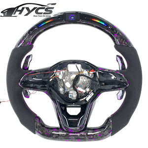 Volante de gamuza de fibra de carbono forjado LED para Volkswagen VW GOLF 8 MK8 GTI <span class=keywords><strong>Tiguan</strong></span> R Volante de estilo deportivo - Product Image 1