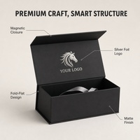 Boîte cadeau rigide personnalisée pour cadeaux d'entreprise, fermeture magnétique, pliable, noir mat, feuille d'argent, vente en gros, usine