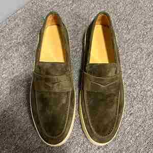 Men's Casual Business British Style Soft Sole Handmade Stitched <b>Full</b> Grain Suede Leather Shoes Stylish Outdoor Walking Shoes - Product Image 5