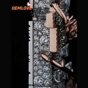 GEMLOVE Letter Pendant Necklace Rose Gold Plated Lab-Grown Diamond Hip-Hop Jewelry Set Luxury Jewelry Gift - Product Image 3