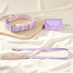 Conjunto de Collar y Correa para Perro Personalizado en Color Lila Hecho a Mano, Correas y Collares para Perros Grandes, Medianos y Pequeños al por Mayor - Product Image 1