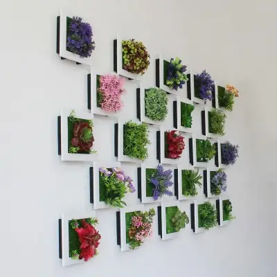 Cadre décoratif suspendu de fleurs artificielles, 1 pièce, fausse plante, pour un jardin, 3D