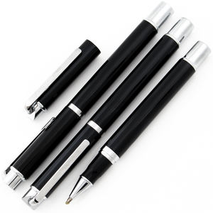 Stylo bille en acier inoxydable noir de haute qualité, largeur d'écriture 1,0 mm, logo personnalisable pour cadeaux d'affaires - Product Image 1
