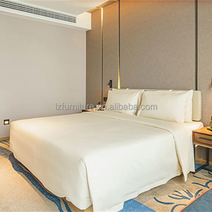 Affordable Hotel <b>Bed</b> Set Durable Solid Wood <b>Frame</b> with <b>Soft</b> Panel Headboard for 3 Star Business Hotel Bedroom Set Furniture - Product Image 1