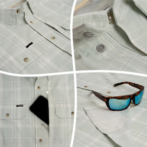 Chemise de pêche à boutons en micro-polyester SPF, imperméable, avec motif queue de poisson et inscriptions, à capuche - Product Image 4