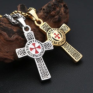 yunnique <b>Cross</b> Titanium Steel Men's Necklace Stainless Steel Pendant Kettle Knot Design Fashion Jewelry - Product Image 1