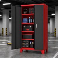 Armario de Herramientas de Acero de Doble Puerta Resistente con Cerradura Digital y Estantes Ajustables para Almacenamiento de Herramientas en Garaje o Taller