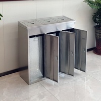 Poubelle en acier inoxydable avec 3 compartiments, conteneur à ordures en métal, poubelle de recyclage des déchets de rue