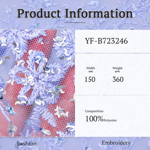 Di alta qualità 3D ricamo netto tessuto a mezzaluna forma di paillettes ricamo pizzo per la festa di nozze abiti e accessori - Product Image 2