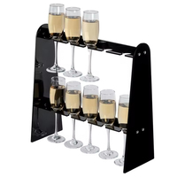 Support à verres à vin moderne à 2 niveaux en acrylique noir, présentoir pour flûtes à champagne et décoration de fête