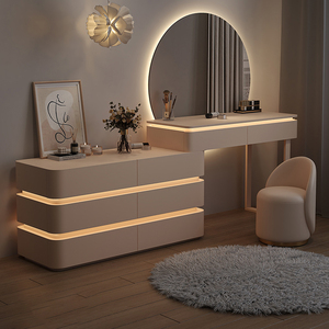 Muebles de Dormitorio, <span class=keywords><strong>Tocador</strong></span> <span class=keywords><strong>con</strong></span> Espejo LED para <span class=keywords><strong>Mujer</strong></span>, <span class=keywords><strong>Tocador</strong></span> Moderno y Minimalista de Lujo - Product Image 5