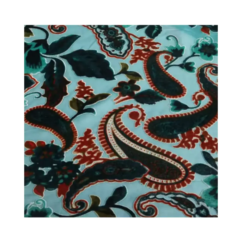 Nylon Rayon Woven silk rayon velvet digital printing burnout fabric for dress