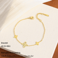 Bracelet ajustable chic et élégant en acier inoxydable 304/316 plaqué or 18 carats avec breloque fleur pour femme, bijou décontracté pour le quotidien