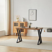 Strong Home Furniture-Table de lecture et de salle à manger en bois rectangulaire longue avec pieds noirs pour le travail sur ordinateur de cuisine