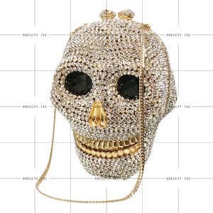 Sac à main de soirée pour femme, Halloween, crâne 3D, classique, mode, strass, avec cristal scintillant, métal, pour les cocktails - Product Image 2