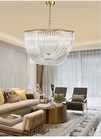 Lustre moderne en verre cristal doré, suspension cascade, luminaire de plafond circulaire élégant pour salle de mariage, hôtel, salle à manger
