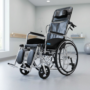 Silla <span class=keywords><strong>de</strong></span> Ruedas Manual Reclinable con Respaldo Alto, Reposapiés Elevables y Reposacabezas Acolchado, Silla Plegable para Movilidad, <span class=keywords><strong>Cuidado</strong></span> <span class=keywords><strong>de</strong></span> <span class=keywords><strong>Personas</strong></span> <span class=keywords><strong>Mayores</strong></span> - Product Image 2