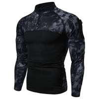 Chemise tactique à manches longues pour homme avec fermeture éclair 1/4, style outdoor, avec poches, haut respirant