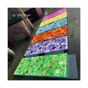 도매 천연 반투명 백라이트 핑크/옐로우/블루/레드/퍼플/그린 마노 석판 - Product Image 2