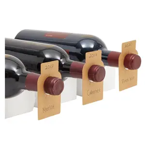 Etiquettes pour bouteilles de vin Kraft pour cave Collection Etiquettes suspendues pour nom et année Etiquettes à suspendre pour goulot de bouteille