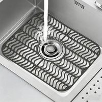 Tapis de protection pour évier de cuisine en silicone résistant à la chaleur, pliable, antidérapant, avec grille pour évier en porcelaine et drain arrière