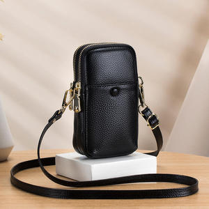 Sacs à bandoulière AndoBag pour femmes, en cuir de vache véritable, mode féminine, sac à téléphone à double fermeture éclair 6508 - Product Image 3