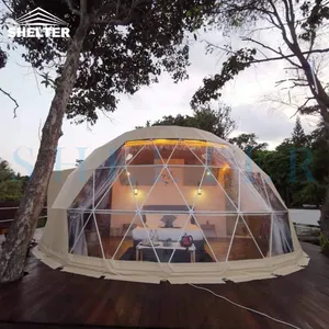 Eco Hotel de luxo pré-fabricado geodésico transparente à prova d'água redondo domo barraca casa deserto Glampingg para venda