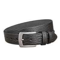 Ceinture Classique Homme en Cuir Véritable Gaufré, Cuir de Vachette Pleine Fleur, Boucle Ardillon, Logo Personnalisé, Style Vintage pour Hommes, Idéale pour les Jeans