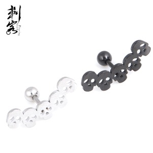 Anneaux <span class=keywords><strong>de</strong></span> <span class=keywords><strong>langue</strong></span> droits en acier inoxydable 316L plaqué or avec crânes gravés, bijoux <span class=keywords><strong>de</strong></span> <span class=keywords><strong>piercing</strong></span> corporel pour mariage - Product Image 2