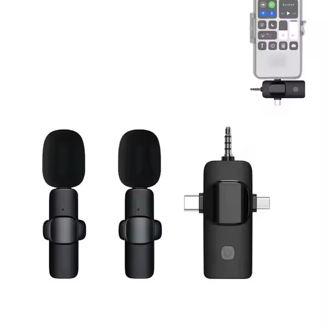 Factory Wholesale Price 3 in 1 Wireless Lavalier Microphone K15 Noise Reduction Clip Wireless Lapel Microphone OEM logo