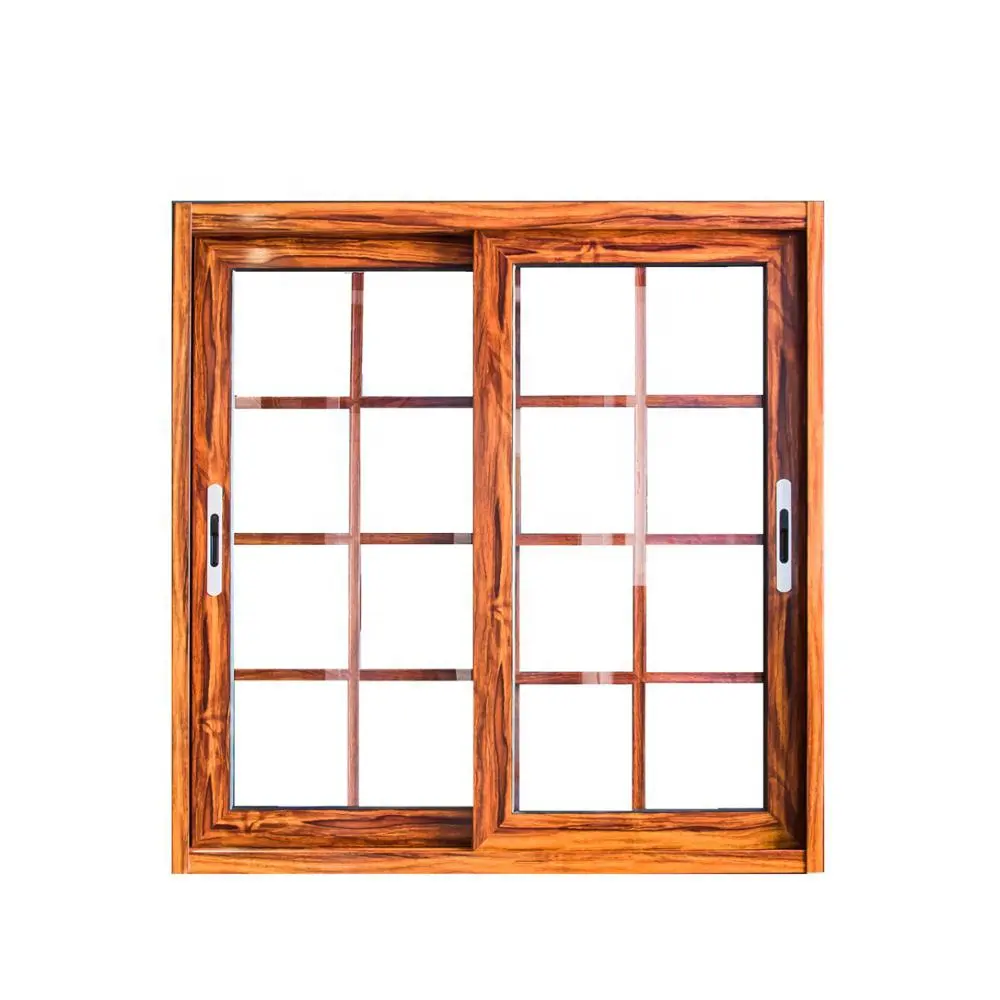 Satış ahşap sürgülü pencere tasarımı alüminyum mandal kilidi pencere camı yan sürgülü pencere