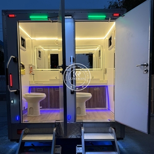 Baño Portátil de Diseño Moderno con 2 Cabinas y Ducha, Baño Químico Móvil para Acampar, Remolque de Viaje - Product Image 6