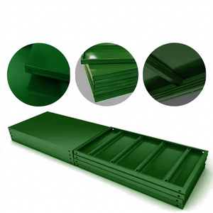 Étagère d'entrepôt à un niveau en acier inoxydable à longue portée, sans boulons, à montage facile, avec finition thermolaquée et épaisseur de 5 mm - Product Image 1