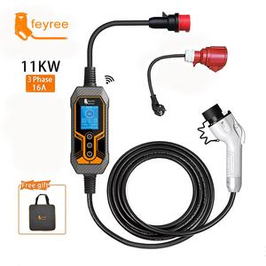 Chargeur Feyree niveau 2, station de recharge solaire 11 kW, triphasé 16A, chargeur de véhicule électrique portable, station de recharge de véhicule électrique avec adaptateur - Product Image 1