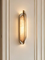 Applique murale LED de luxe moderne du milieu du siècle, style marbre vintage français, corps en acier inoxydable pour salon et chambre à coucher