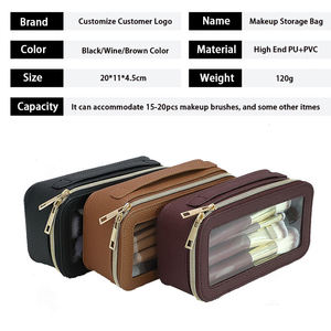 Portable Waterproof PU Leather <b>Makeup</b> Organizer <b>Bag</b> Zipper Closure <b>Large</b> Capacity Custom Color Logo Travel Cosmetic Storage <b>Bag</b> - Product Image 5