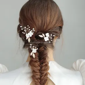 Fashion Hard Ceramic Flower Bridal Hair Pins For Women Beads Vintage Hair Pins For Women