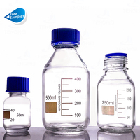 Flacon de réactif en verre à vis brun ambré transparent pour laboratoire avec ligne graduée Flacon de réactif chimique moyen