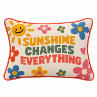Coussin de soutien lombaire en laine brodé main de luxe, motif « Le soleil change tout », taille 10x14 pouces, idéal comme cadeau