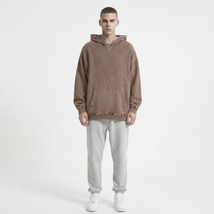 Sweat-shirt à capuche oversize pour homme en coton French Terry, couleur unie, avec poches, respirant, coupe décontractée, style streetwear automne - Product Image 1